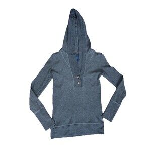 Y2K American Eagle Gray Waffle Knit Hooded Sweater Medium Bella Swan